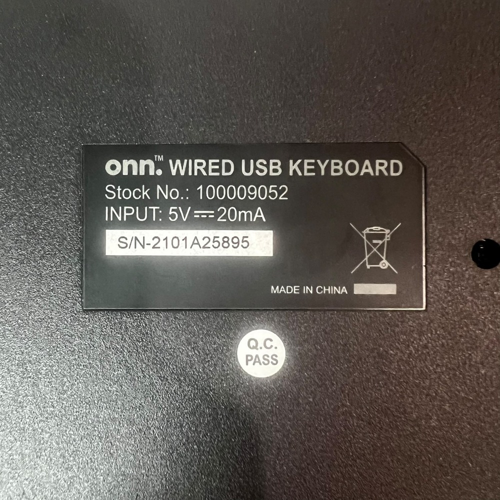 onn‎ Wired USB Keyboard Computer Laptop 5 ft USB Cable 104-Keys Black - Picture 5 of 5